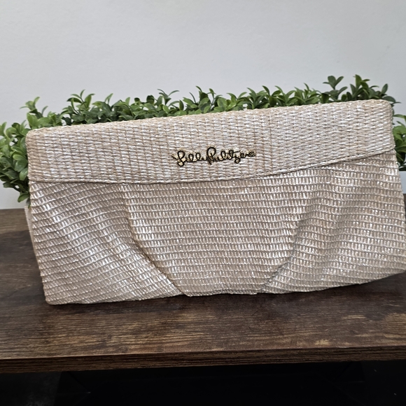 Lilly Pulitzer Cream Woven Clutch